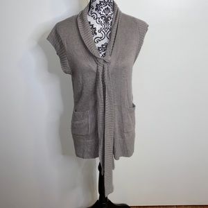 Attention Size Medium Grey Sweater Cardigan w/Tie